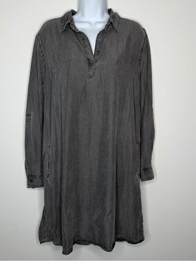 Como Vintage Grey Lyocell Chambray Denim Elana Tunic Shirt Dress